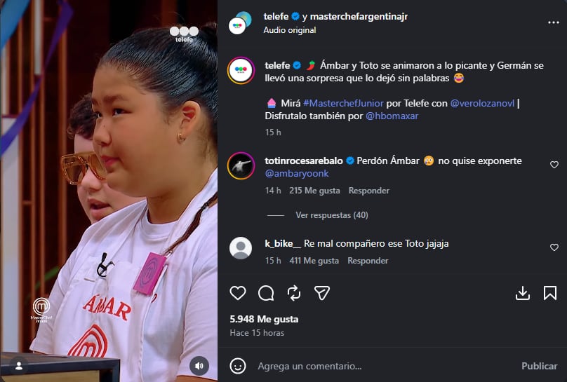 Un participante de MasterChef Junior publicó un video con lágrimas en los ojos y pidió que dejen de insultarlo en redes 6 Toto dejó un mensaje de disculpas con la cuenta que le crearon sus padres para el programa