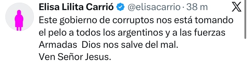 El posteo de Carrió