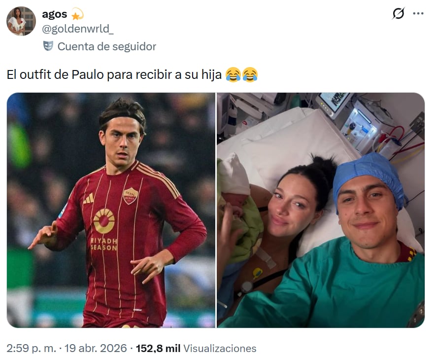 El outfit de Dybala para el momento del parto de su hija que hizo reír a todos