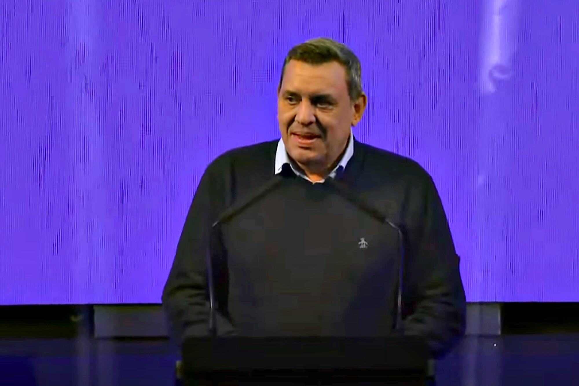 Bondarenko en el acto libertario en la ciudad de La Plata