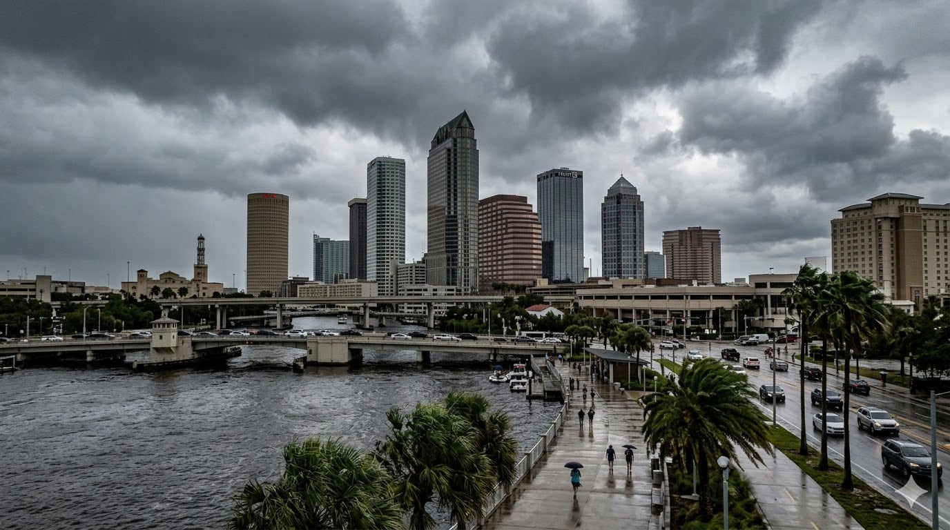 Vista de un día nublado en Tampa, Florida (imagen ilustrativa generada con IA)