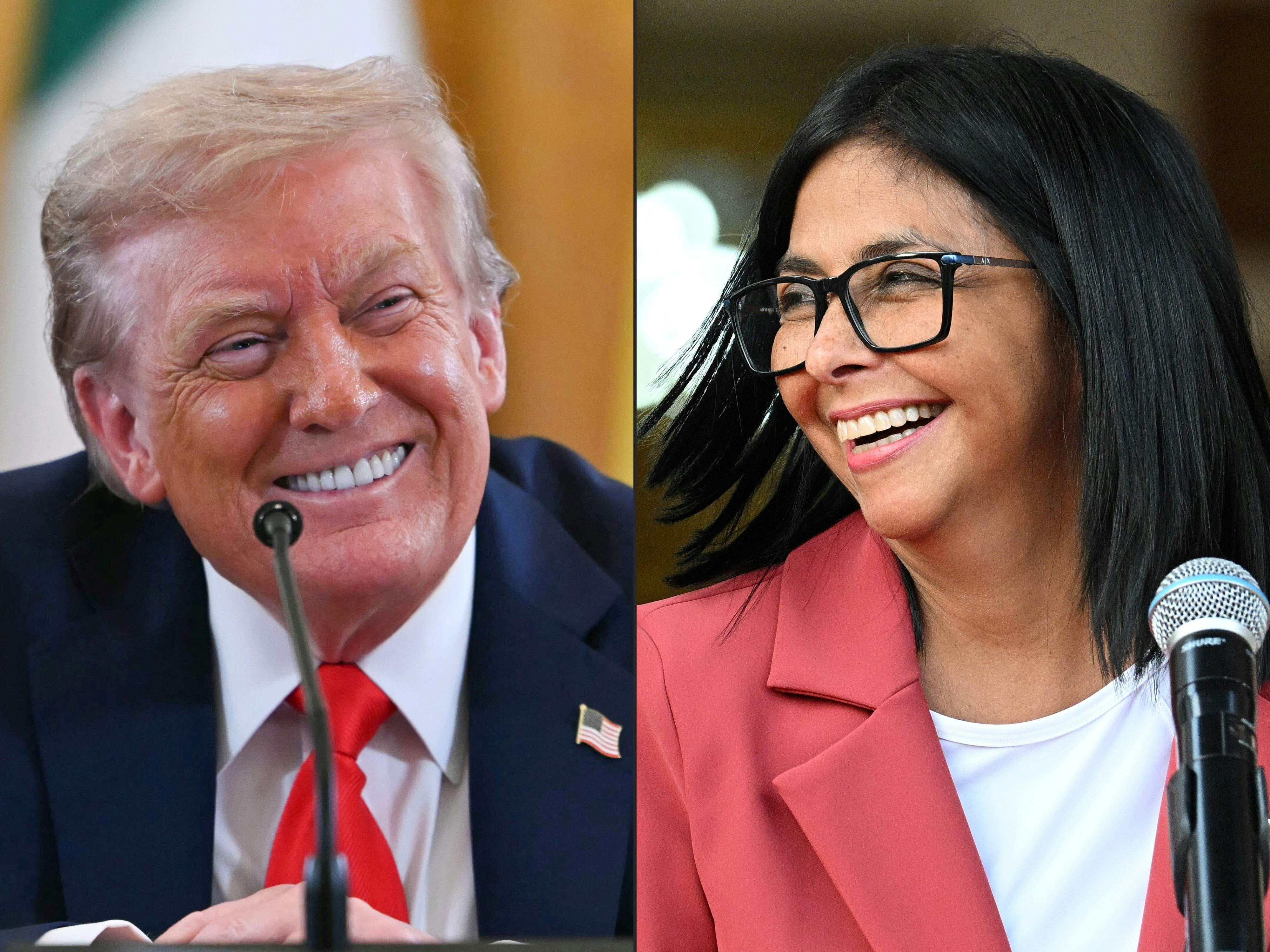 El presidente Donald Trump y la líder venezolana Delcy Rodríguez