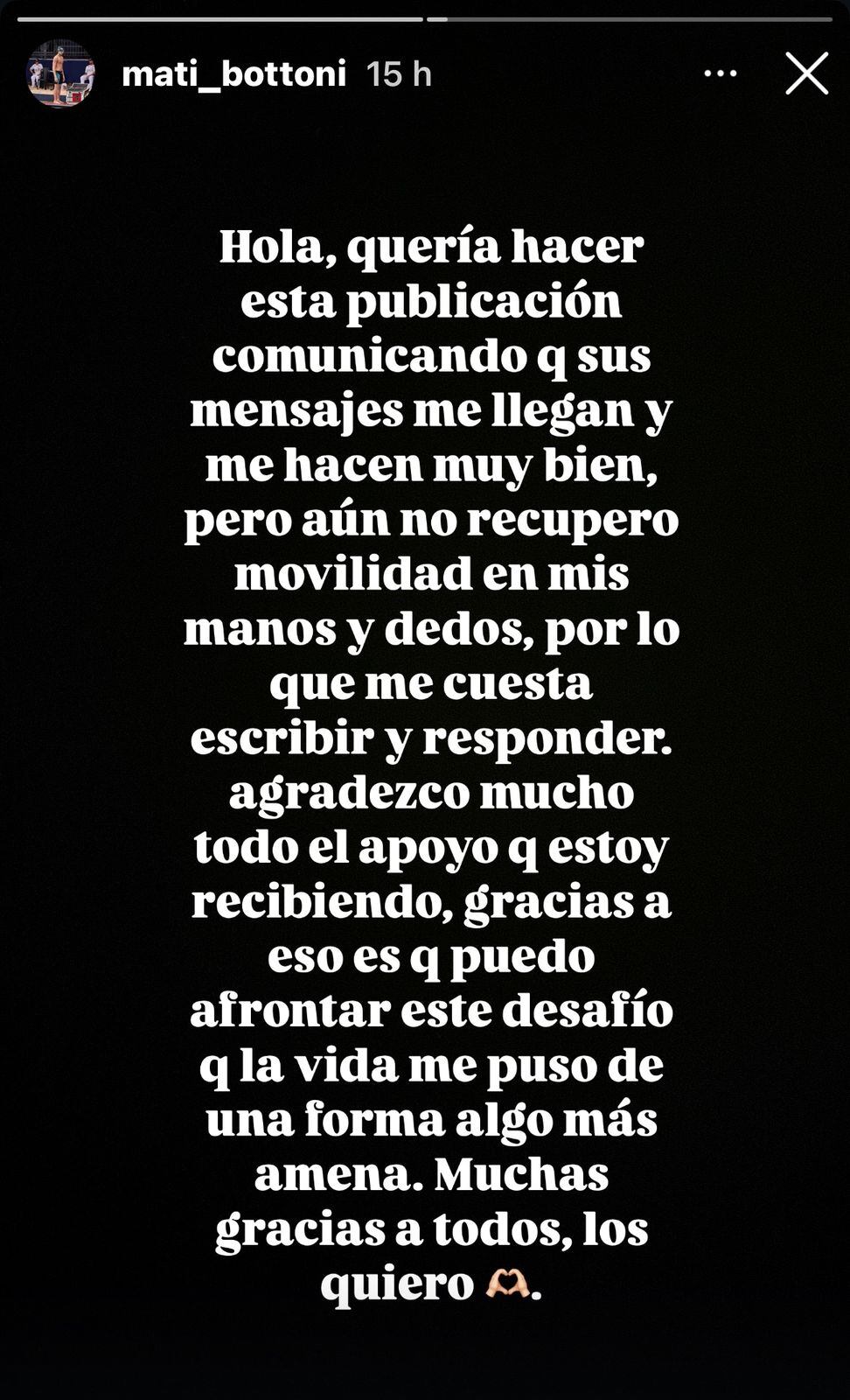 El comunicado de Matías Bottoni