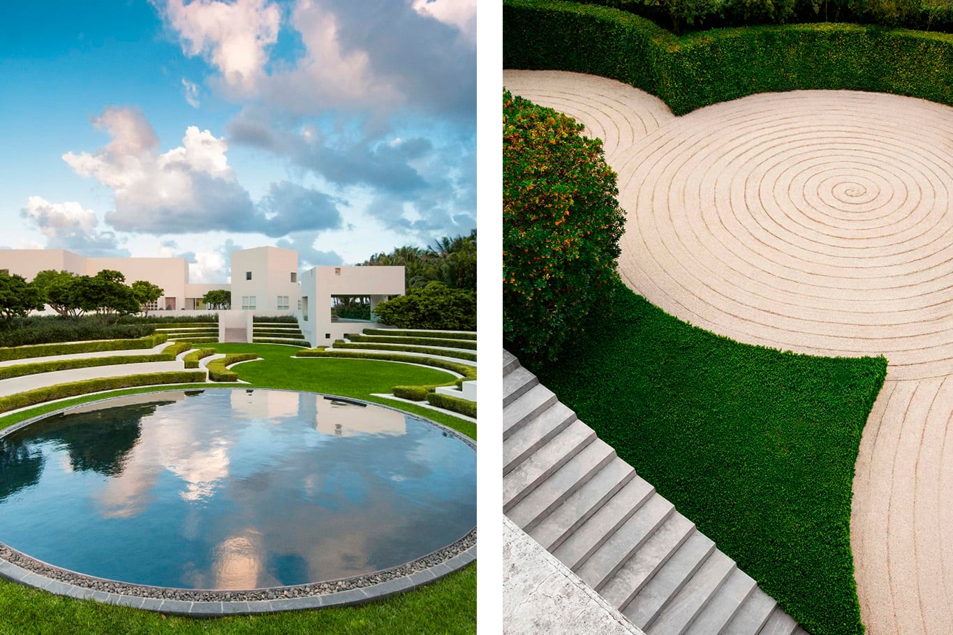 Flynn Garden, en Florida y un jardín privado, ambos con los círculos como figuras principales