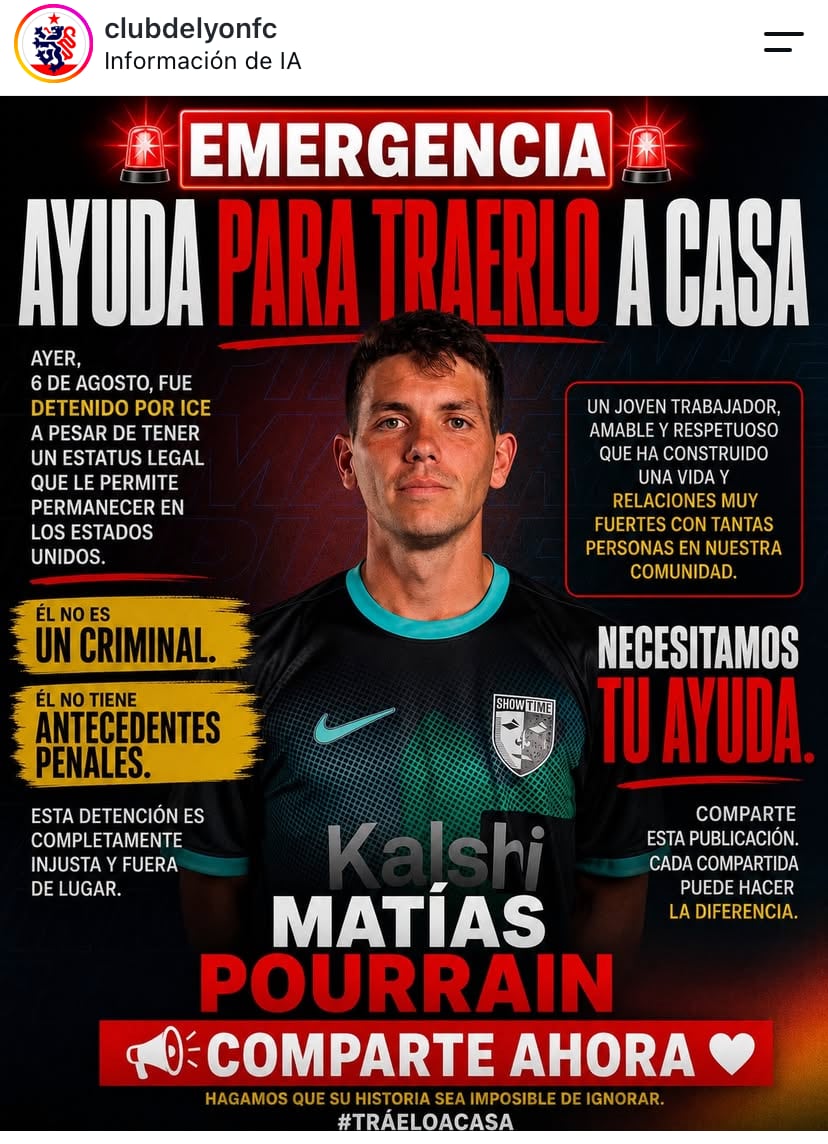 El posteo del club donde juega Matías Pourrain