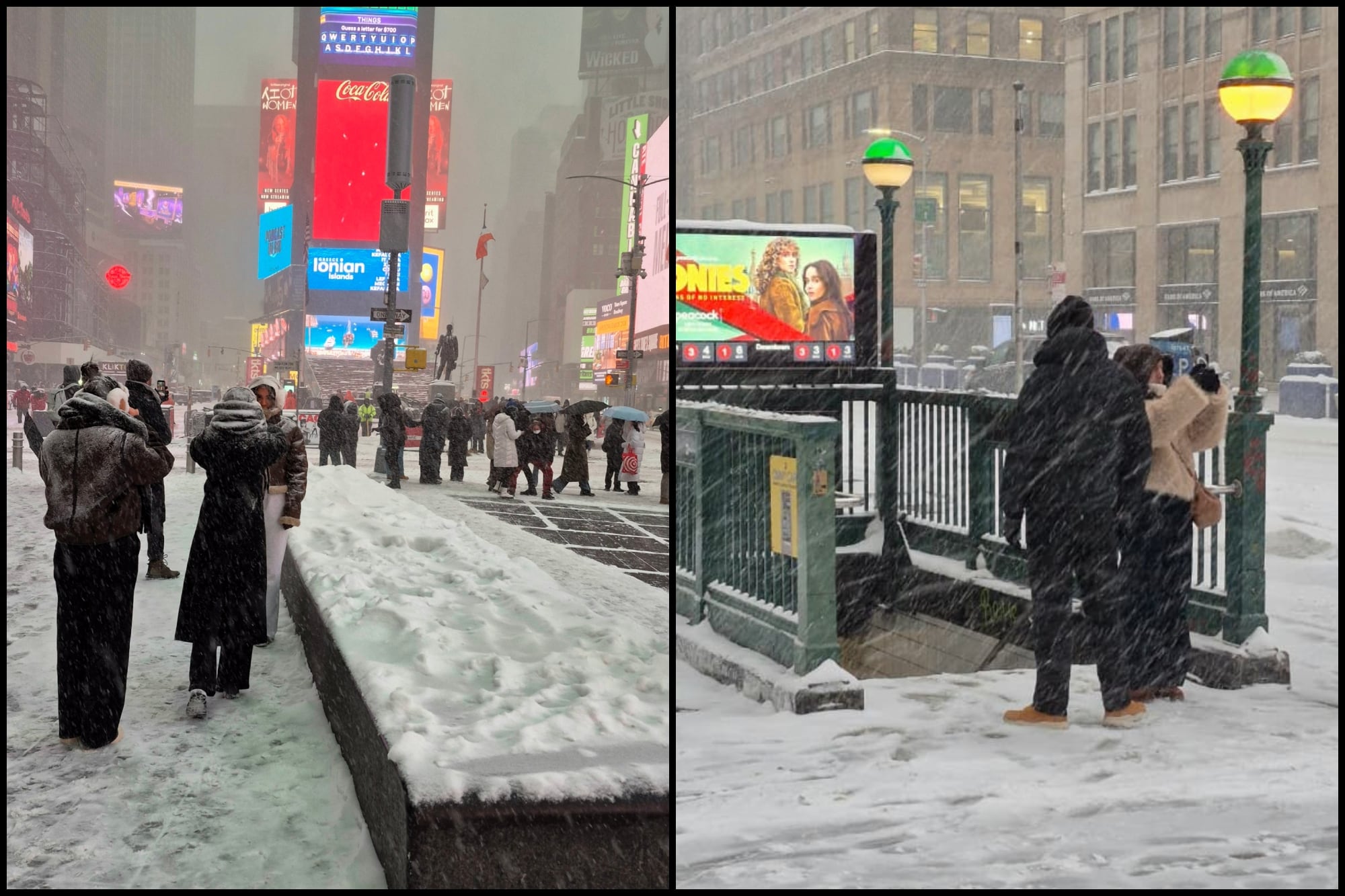 Tormenta invernal en Nueva York; recorrida por la zona de Times Square en Manhattan (fotos: Juan Simo)