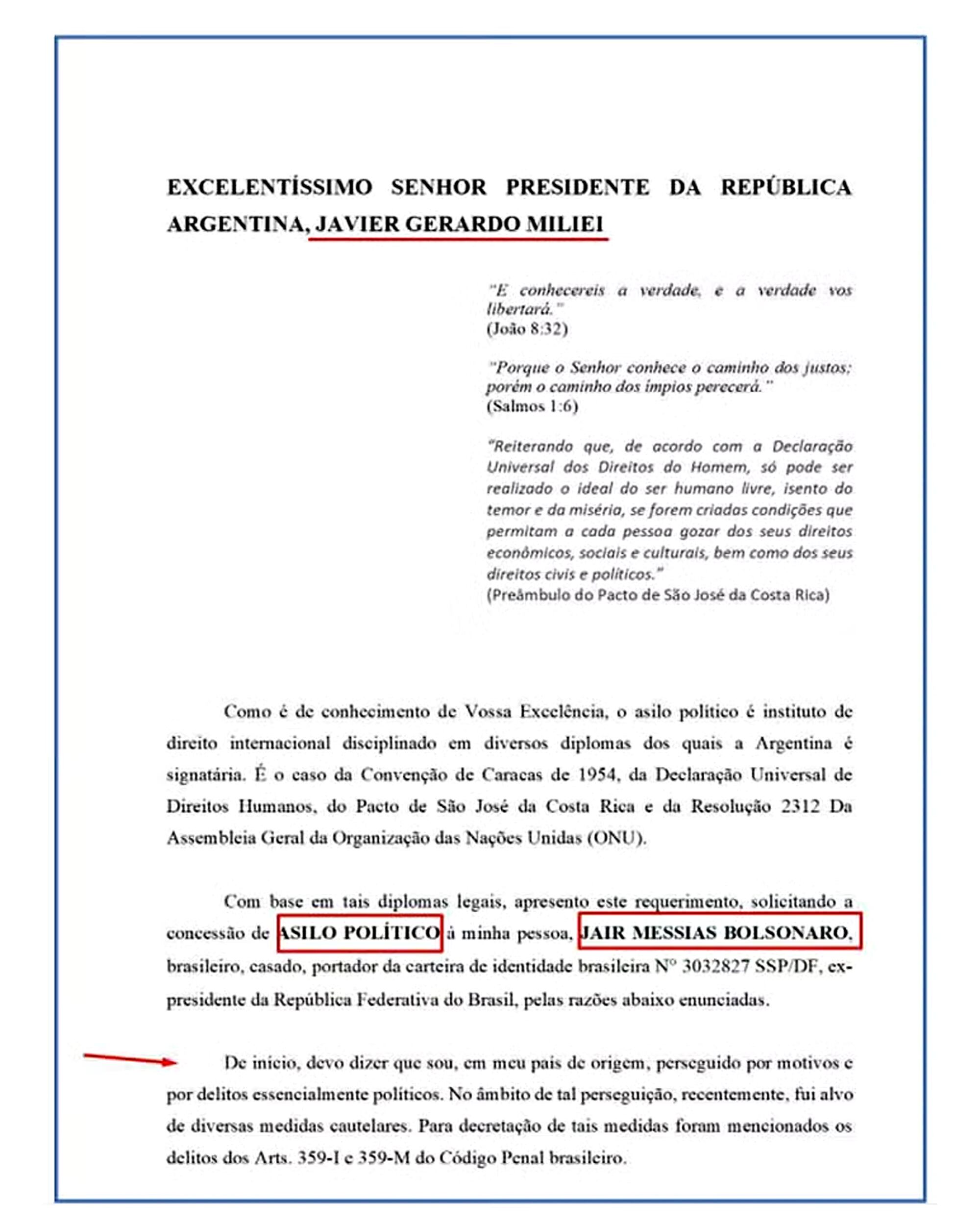 Carta incautada por la policía federal brasileña