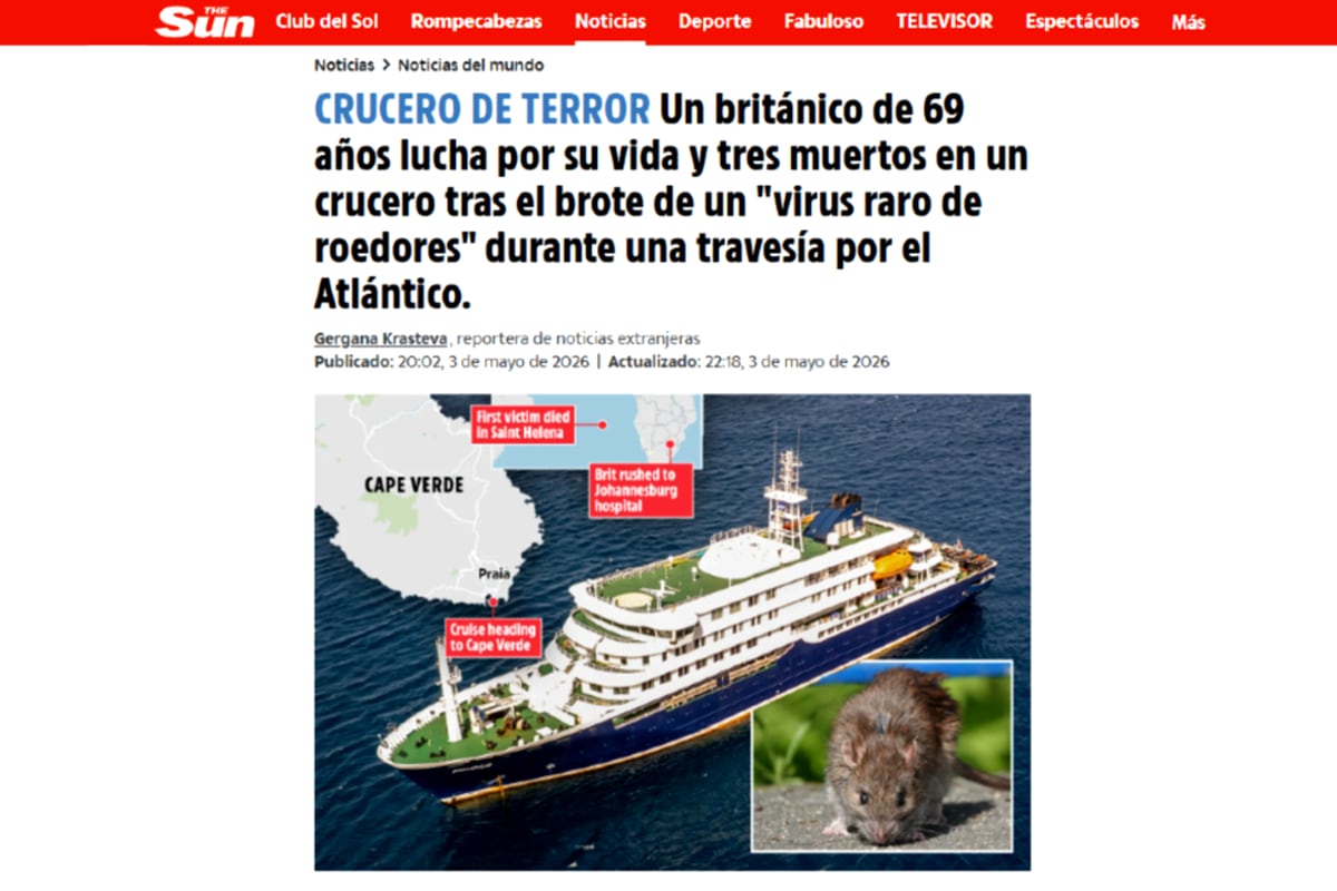 La reacción de los medios del mundo al brote de hantavirus en un crucero que salió de Ushuaia y dejó tres muertos