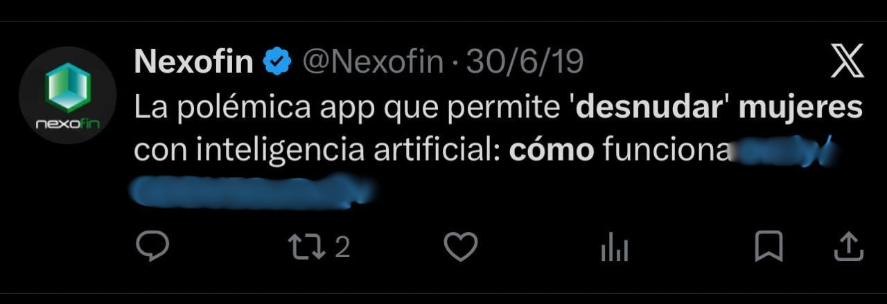 Una cuenta de X promociona una aplicación para