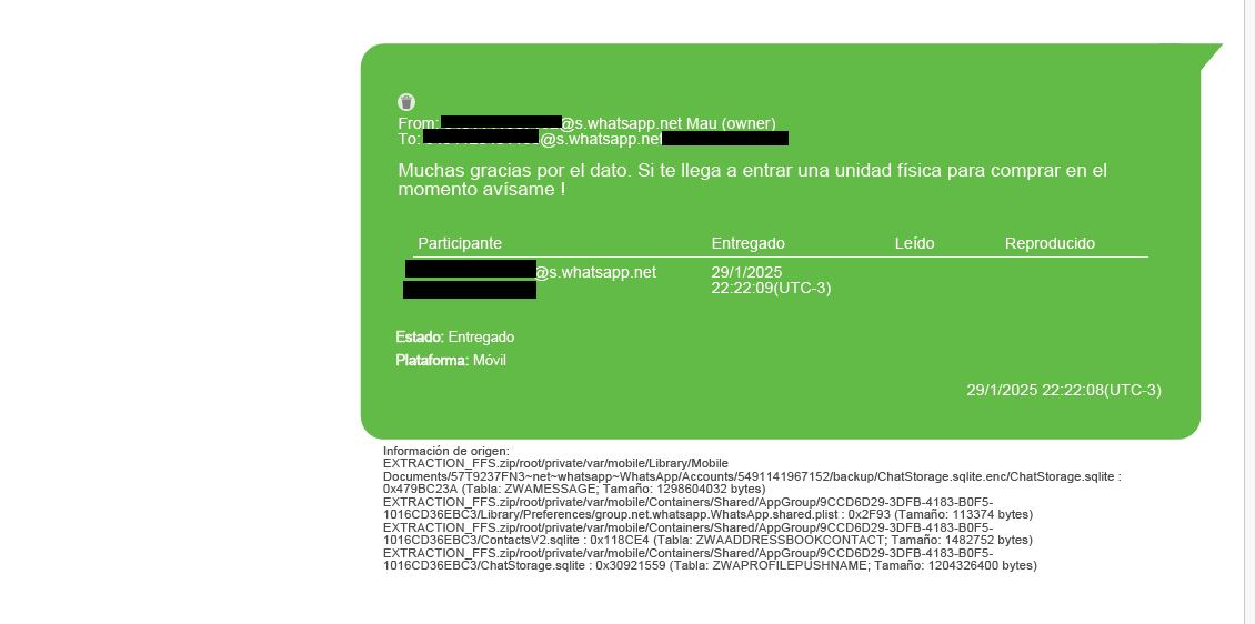Uno de los chats de Novelli, correspondientes a los días 29 y 30 de enero de 2025