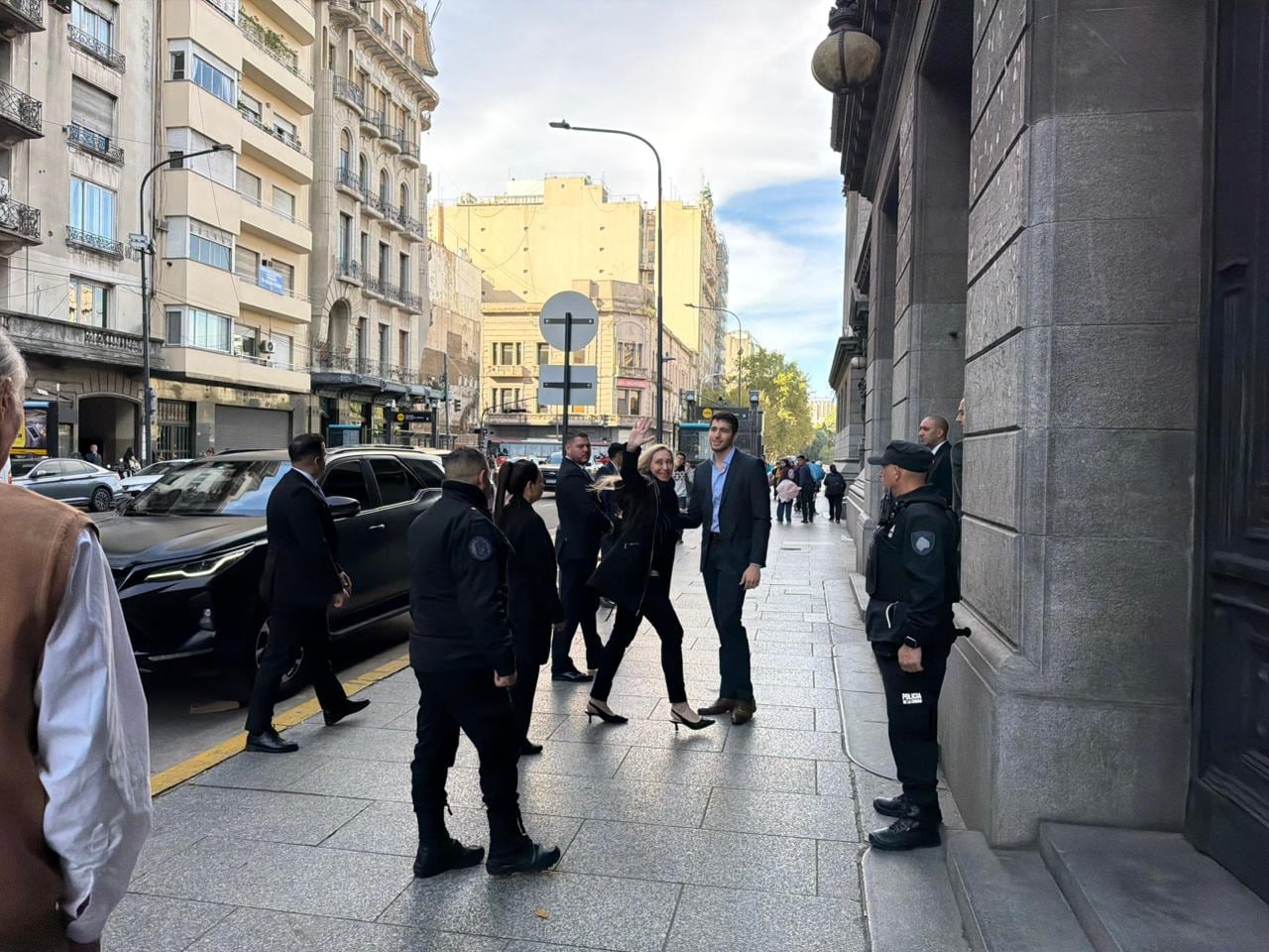 Karina Milei, esta tarde, llegando a la Cámara de Diputados