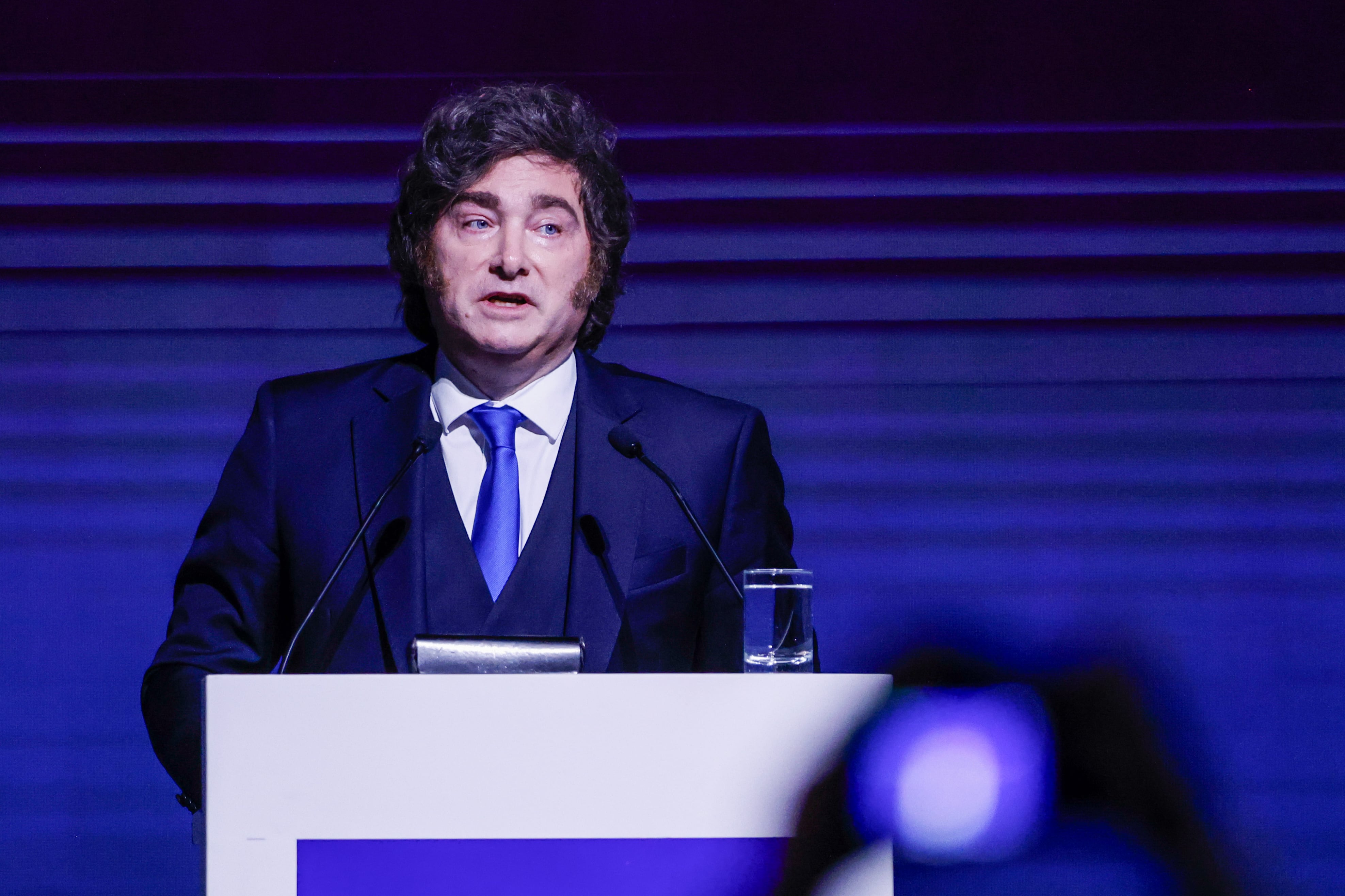 El presidente Javier Milei en el cierre de la jornada del Amcham Summit