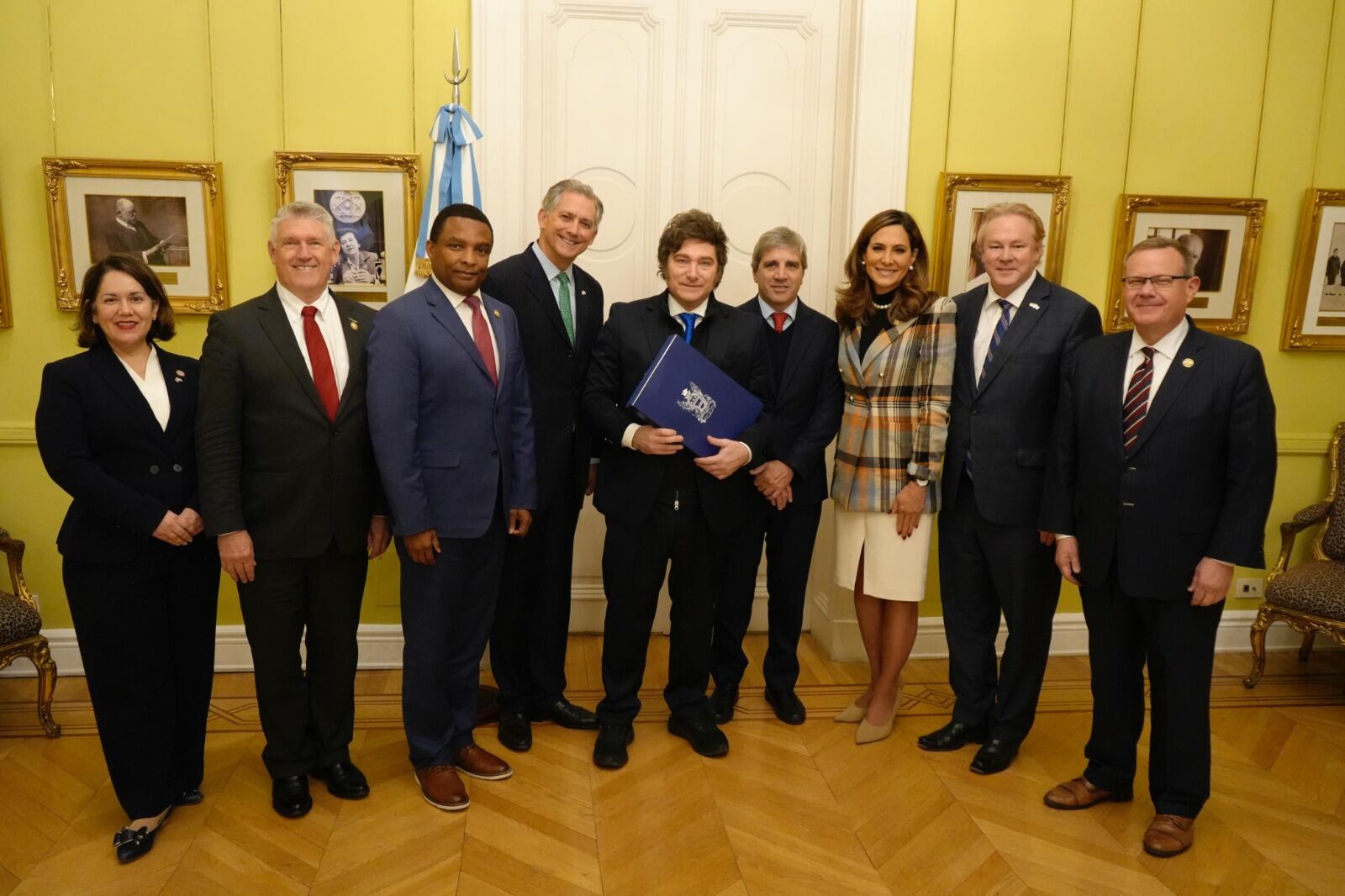 Milei, en la reunión con legisladores estadounidenses.