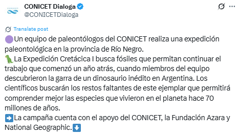 Según informó el Conicet en sus redes sociales, la campaña cuenta con el apoyo del Conicet, la Fundación Azara y National Geographic (Instagram: @CONICETDialoga)