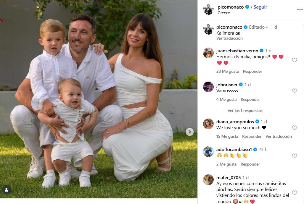 La familia unida: Pico Mónaco con su esposa Diana Arnopoulos y sus dos hijos Noah y León