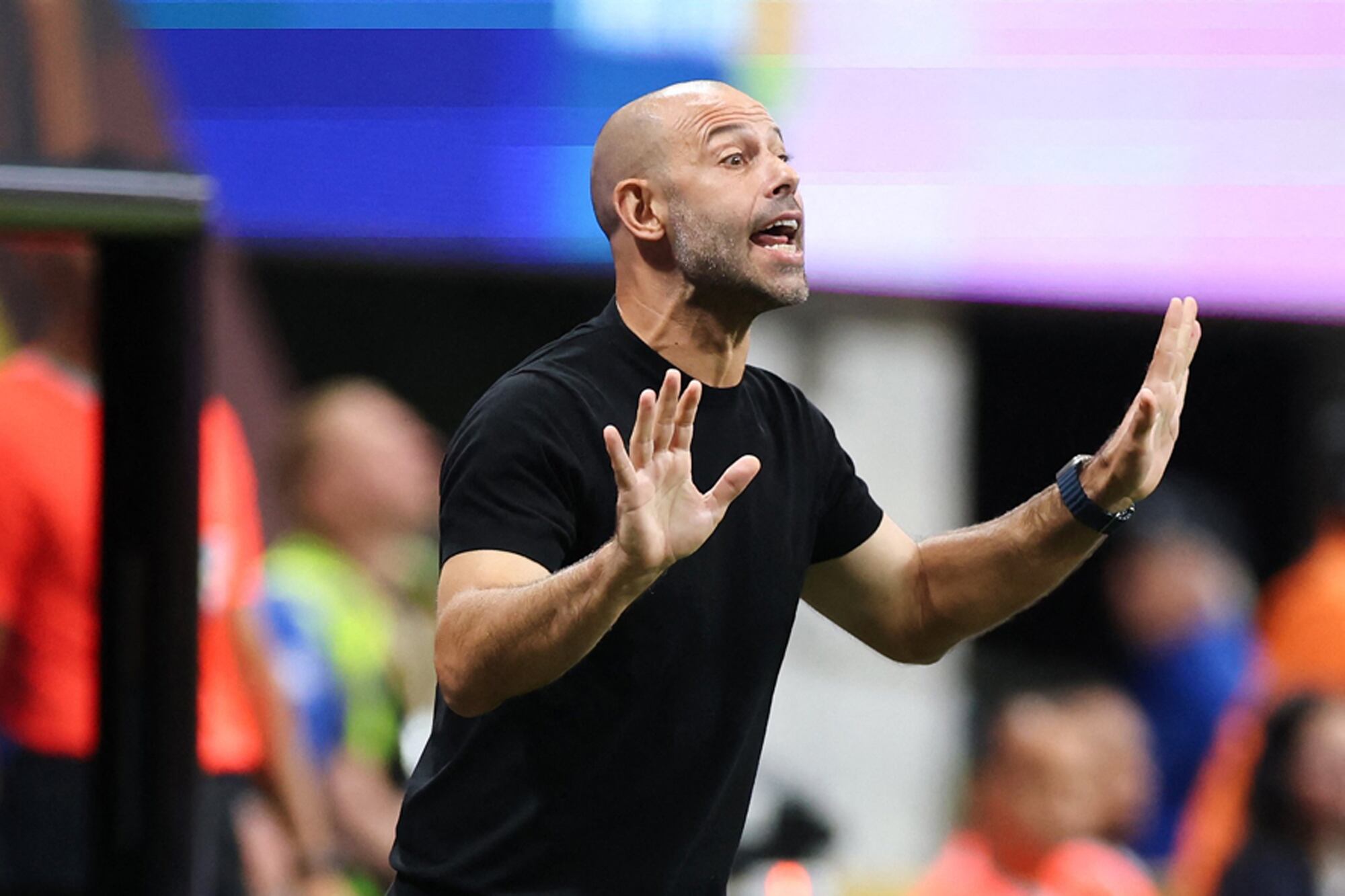ATLANTA, GEORGIA - JUNE 29: Javier Mascherano, Head Coach of Inter Miami CF, reacts during the FIFA Club World Cup 2025 round of 16 match between Paris Saint-Germain and Inter Miami CF at Mercedes-Benz Stadium on June 29, 2025 in Atlanta, Georgia. Alex Grimm/Getty Images/AFP (Photo by ALEX GRIMM / GETTY IMAGES NORTH AMERICA / Getty Images via AFP)
