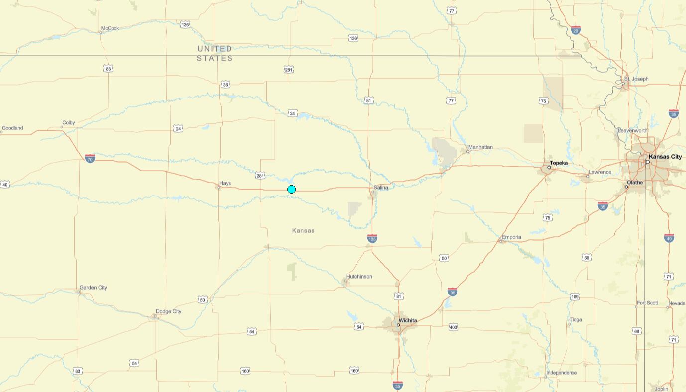 Uno de los temblores más fuertes de las últimas 24 horas en territorio continental estadounidense ocurrió cerca de Wilson, Kansas