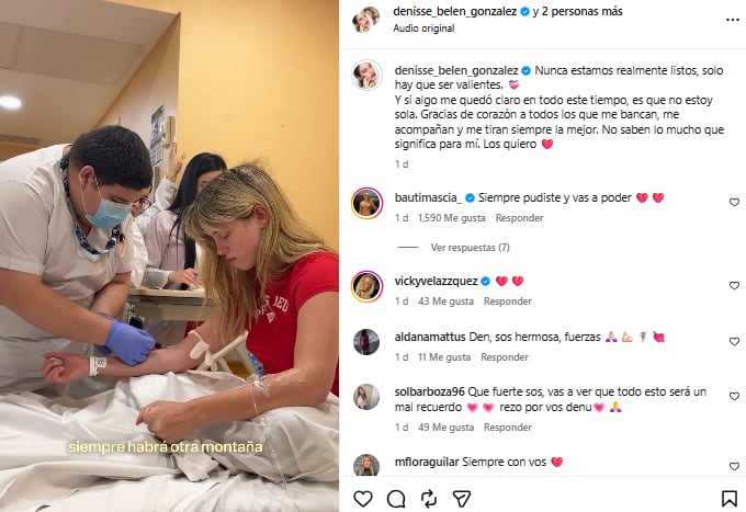 El emotivo posteo de Denisse González tras su cuarta internación (Foto: Instagram @denisse_belen_gonzalez)