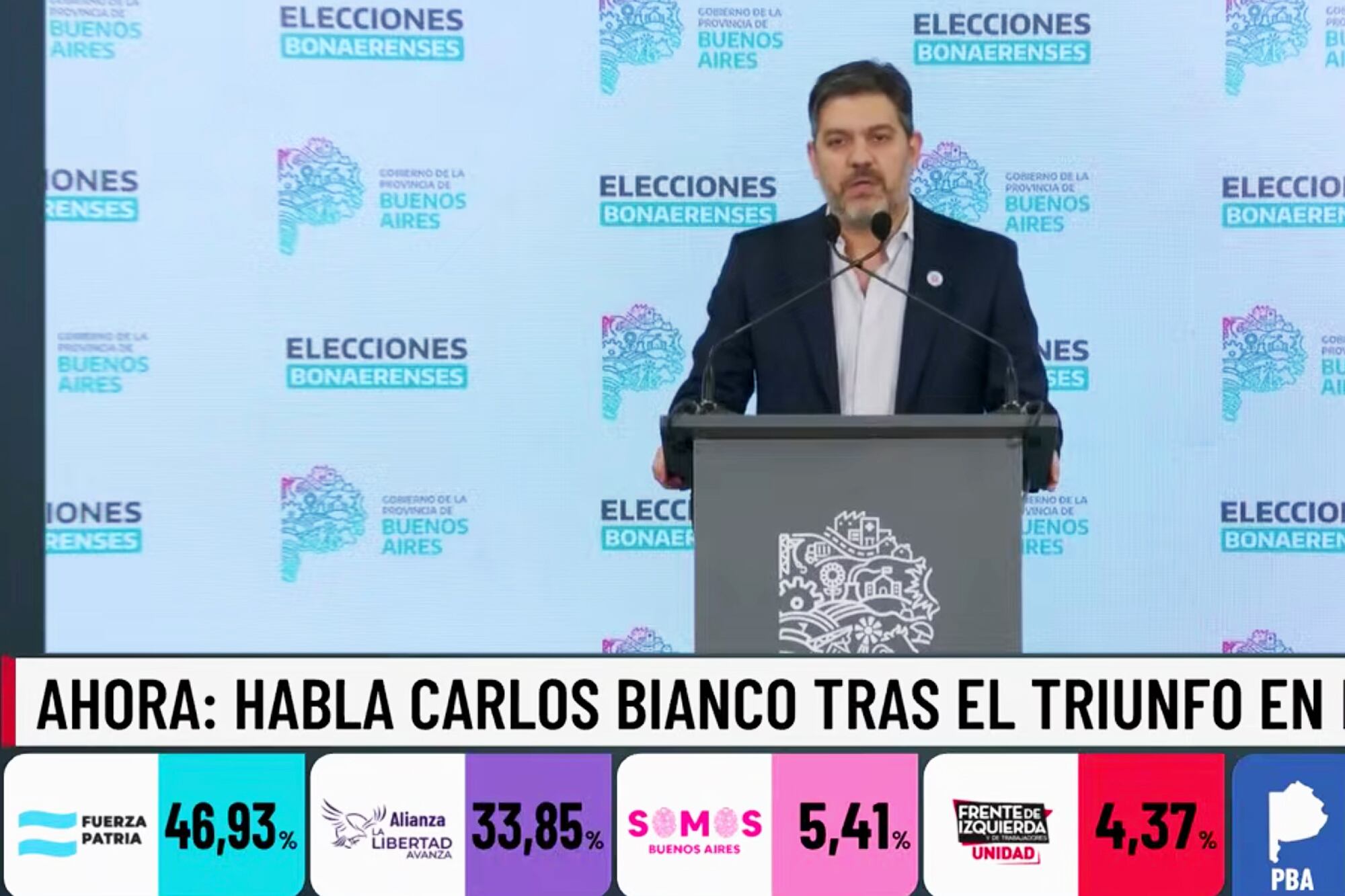 Carlos Bianco anunció los resultados en el Centro de Cómputos