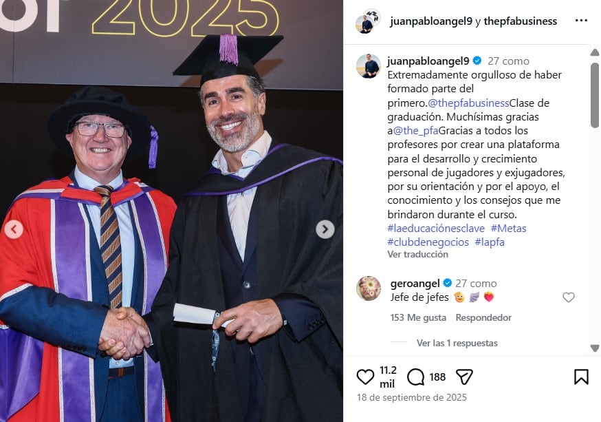 Juan Pablo Ángel se recibió de Director Deportivo