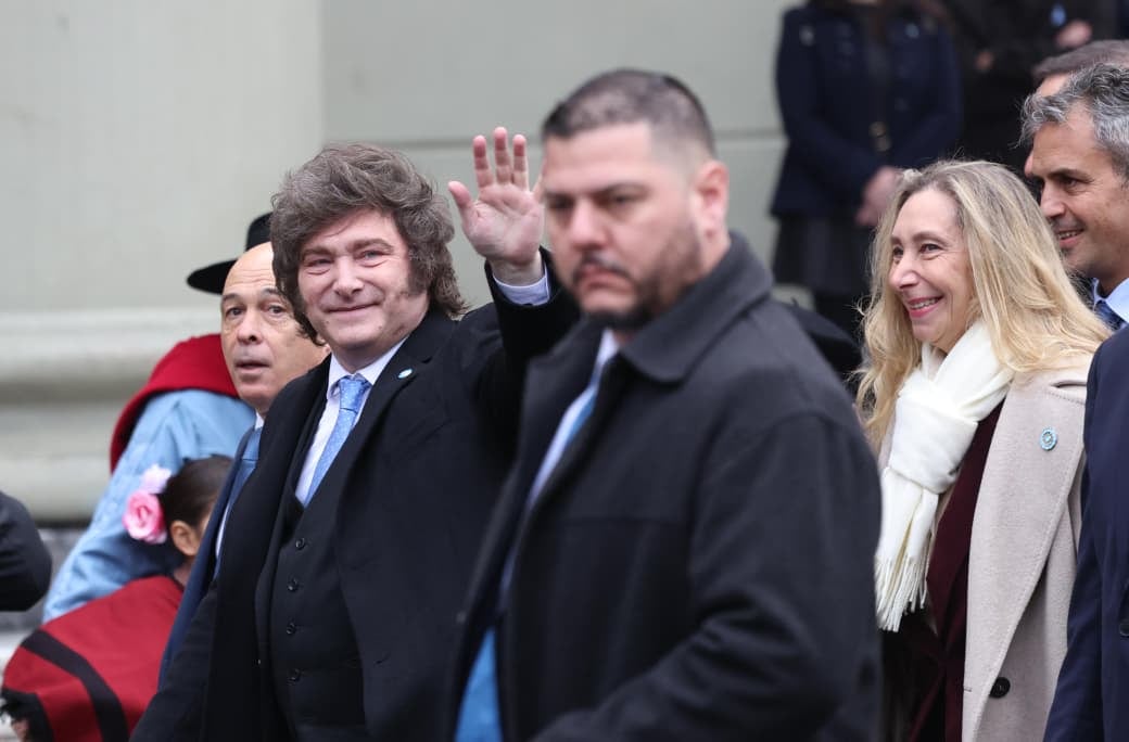 El Presidente Javier Milei rumbo al Tedeum