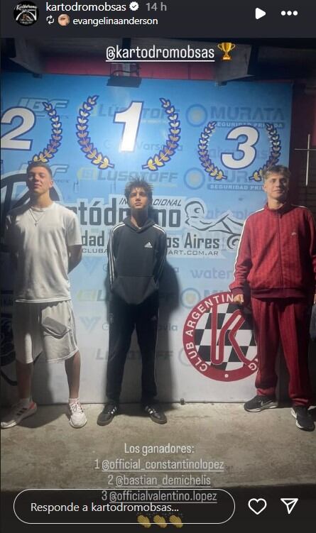 El podio de la noche de karting