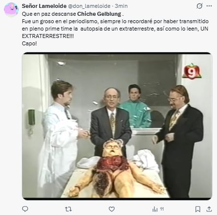 Tras el fallecimiento de Chiche Gelblung, los usuarios de las redes recordaron el día que hizo una autopsia de un alien en televisión (Foto: X)