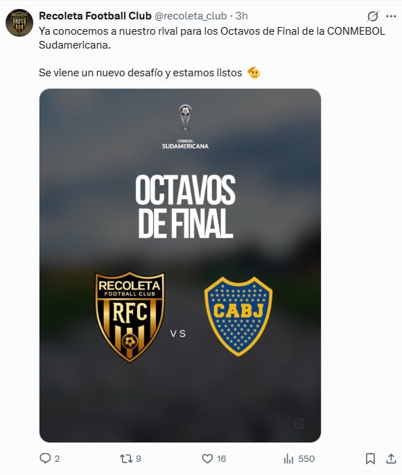 Así anunció el club guaraní en su cuenta de X el cruce con Boca