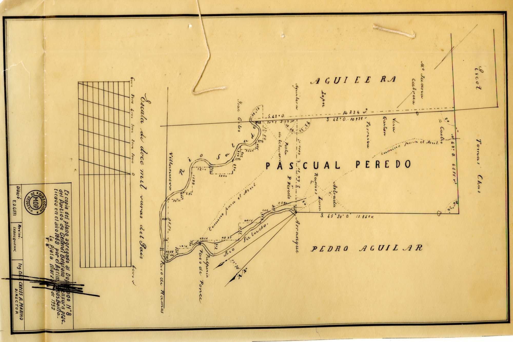 Copia de la mensura de 1860 cuando los Peredo compran un campo que perteneció a la administración de Rosas en lo que actualmente es General Belgrano