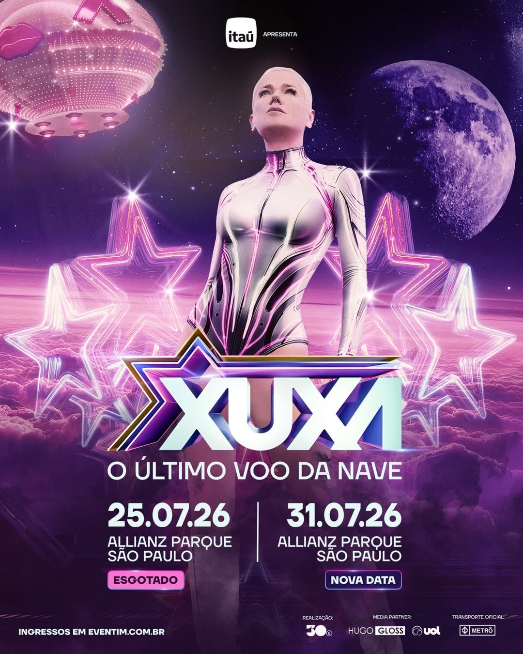 Xuxa confirmó sus primeros dos shows de El último vuelo de la nave en Brasil (Foto: Instagram @xuxameneghel)