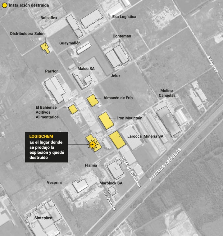 El mapa de las fábricas que fueron afectadas por el incendio en el Polígono