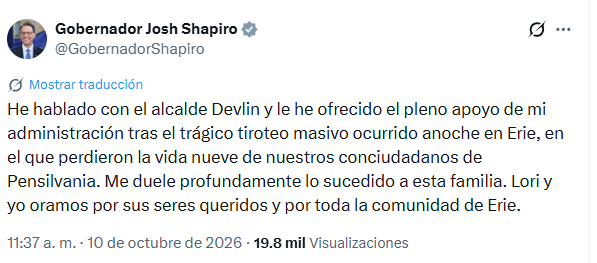 El mensaje del gobernador Shapiro
