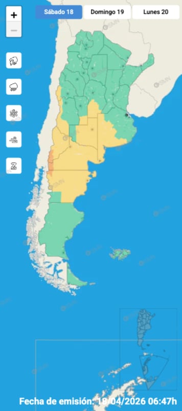 Los alertas del SMN rigen para una porción importante del país.