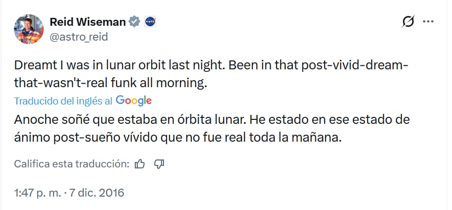 El mensaje que Wiseman compartió en 2016
