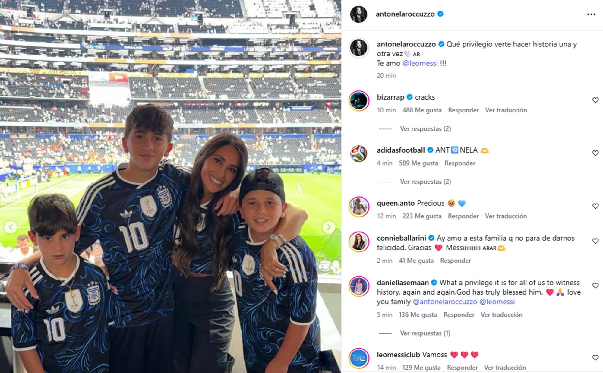 El posteo de Anto Roccuzzo tras otro doblete de la Pulga y triunfo de la selección argentina en el Mundial