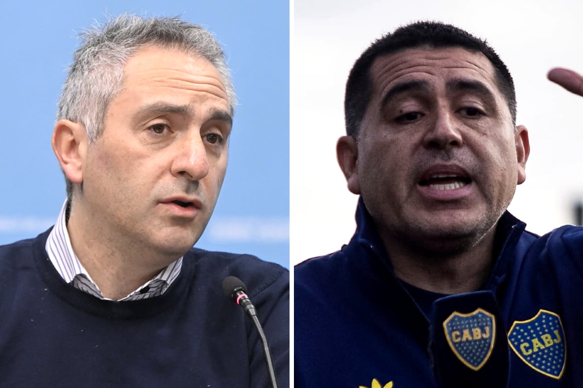 Andrés “Cuervo” Larroque, ministro de Desarrollo de la Comunidad en la provincia de Buenos Aires, junto a Juan Román Riquelme, presidente de Boca Juniors