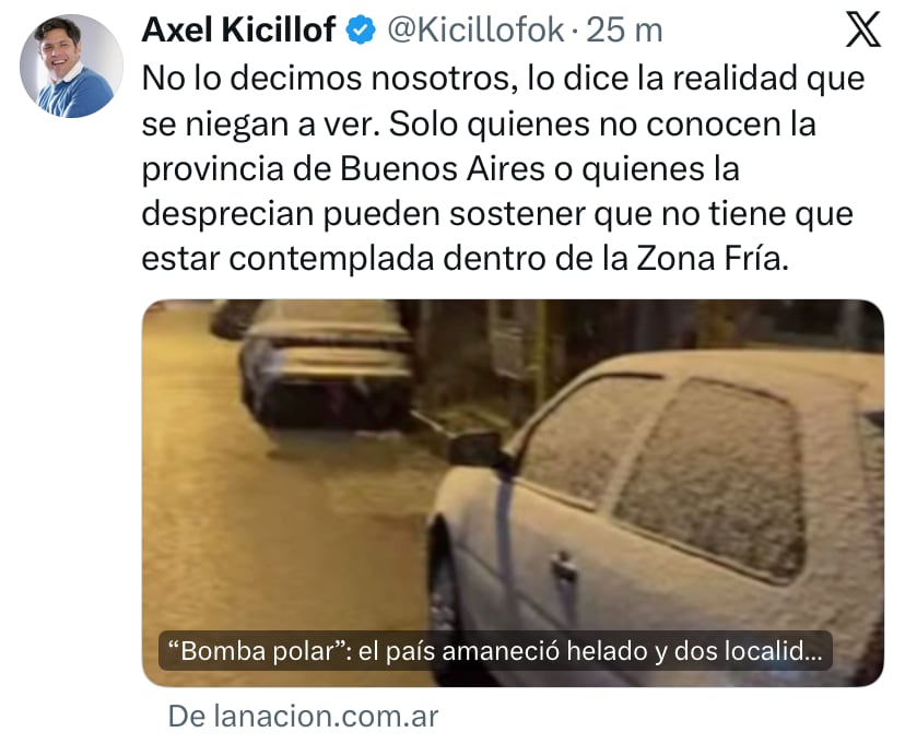 El tuit de Kicillof
