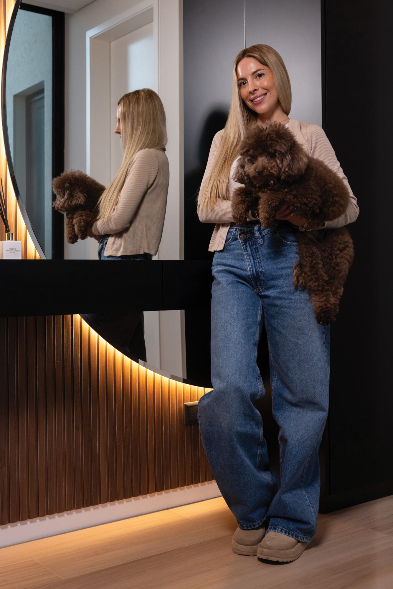 La licenciada en Recursos
Humanos con su perrita Rebecca.