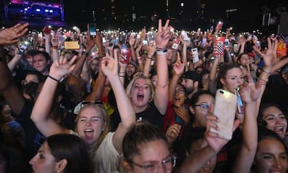 A crowd cheers at the 2019 Global Citizen Festival: Power The Movement in Central Park in Manhattan. Photograph: Angela Weiss/AFP/Getty Images