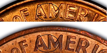 A diferencia de las monedas comunes, esta variante lleva la letra "A" más cerca de la "M"