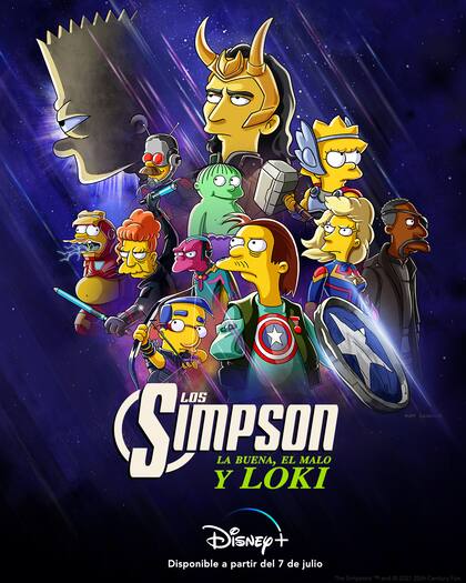 A diferencia de otros superhéroes, Loki sí aparece como una versión "simpsonizada"