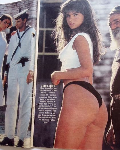 A finales de los 80, en la revista GENTE, cuando se imponía "el cola-less" en las playas. Paula Diagosti era modelo de la agencia de Ricardo Piñeyro