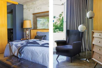 En el dormitorio, la cómoda estilo americano (Chez Carolaine Decor) es iluminada por una lámpara retro de pie (Gropius).