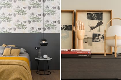 A la derecha, cajonera (Zeitraum) con lámpara modelo ‘Cestita’ (Santa Cole).