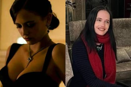 A la derecha la actriz en una escena de la película; a la izquierda en la portada de la revista Oniriq