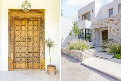 A la fantástica puerta de entrada la eligieron en Compañía Nativa. Revestimiento de piedra voladura ‘Mar del Plata’ (90% blanca, 10% ocre). En los canteros plantaron 'Cortaderia selloana'.