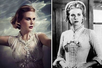 A la izq., Nicole Kidman, caracterizada como Grace Kelly; a la derecha, Grace, en una escena de la película High Noon
