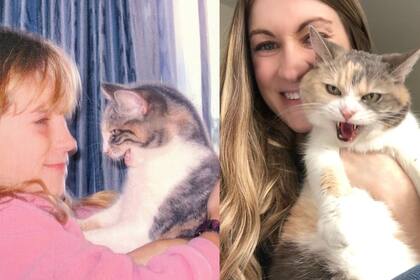 A la izquierda, Angela y Mackenzie en 2006. A la derecha, una foto de los primeros tiempos de convivencia.