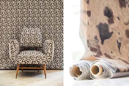 A la izquierda, el diseño Champagne forma parte de las 80 estampas de la serie Felicitá, pensada para decorar todo tipo de espacios.