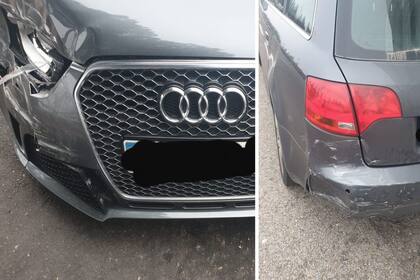 A la izquierda, el estado del auto de Zidane; a la derecha, el estado del auto del español. Crédito: La Voz de Galicia